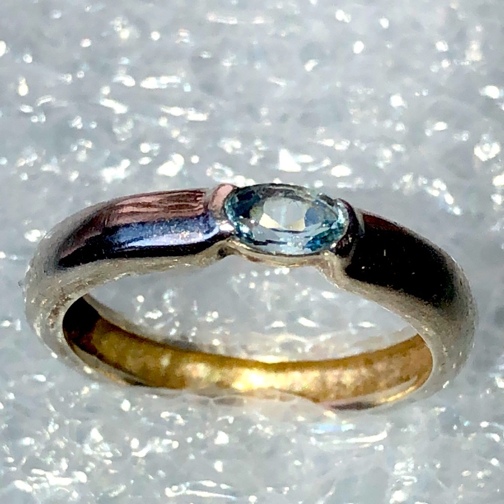 Blue Topaz? Stackable Sterling Silver Ring S 6 - image 1